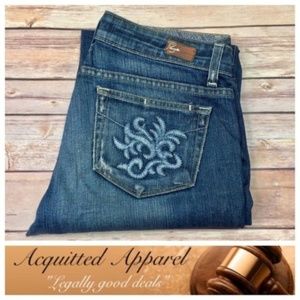 Paige Laurel Canyon Embroidered Crop Jeans Stretch